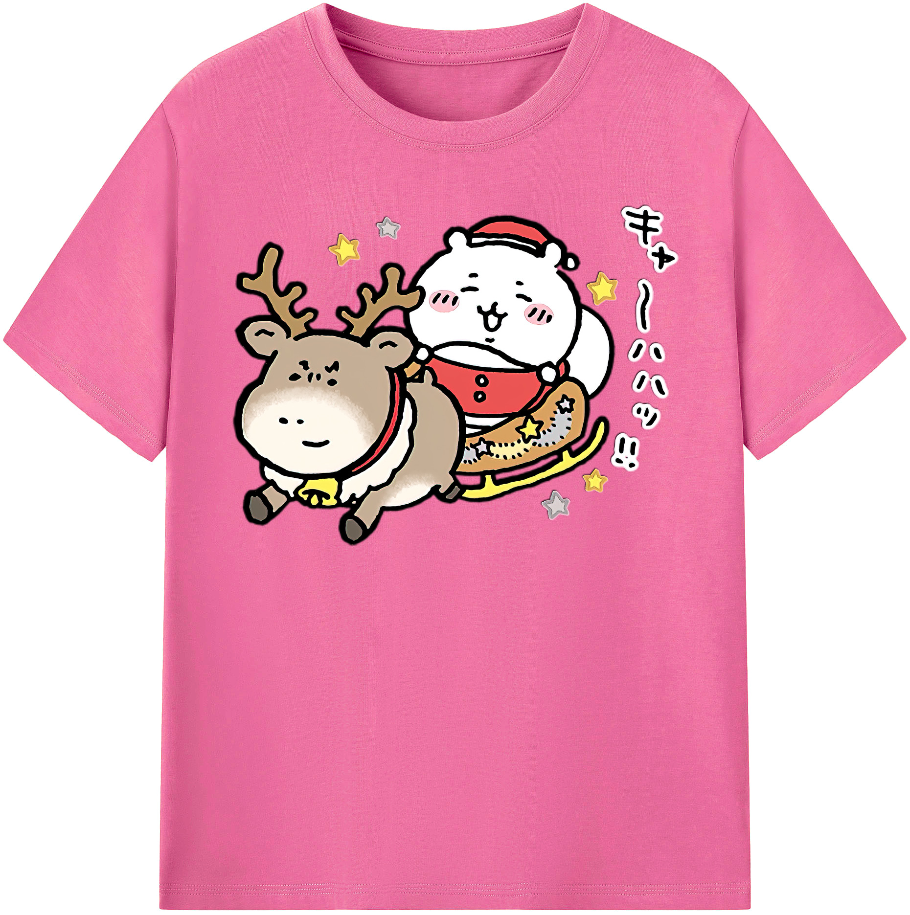 （画像用） ちいかわ ちいかわ Chii-kawa chiikawa レディースカジュアルプリントTシャツ（綿100％）